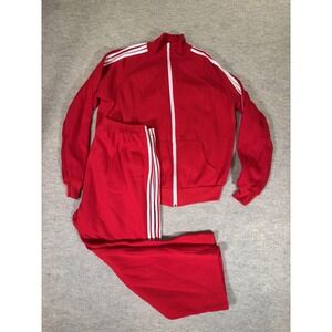 Vintage Warm Up Tracksuit Mens XL Red Striped Knit Made USA Sweatsuit Set